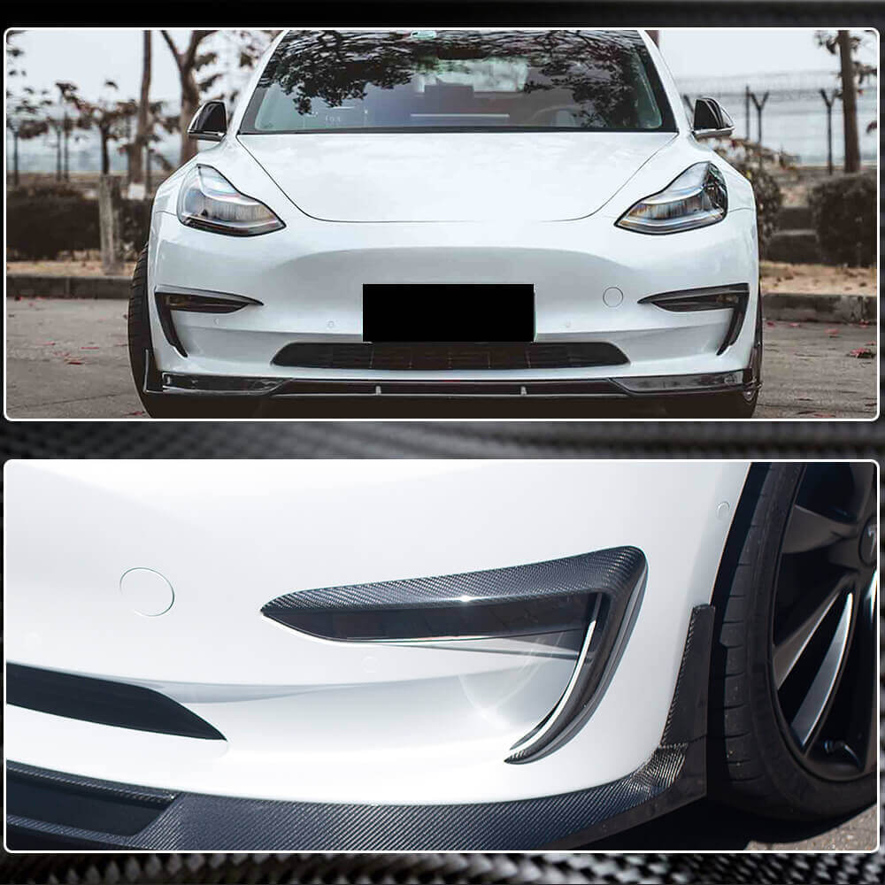 Tesla Model 3 2016-2022 Front Bumper Vents Dry Carbon Fiber-Ahacarbon