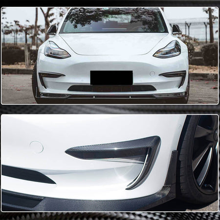 Tesla Model 3 2016-2022 Front Bumper Vents Dry Carbon Fiber-Ahacarbon