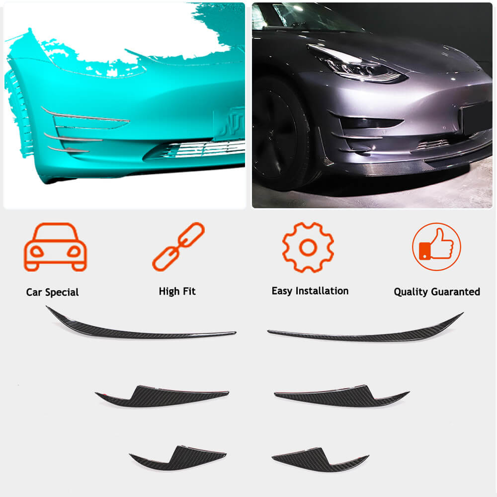 Tesla Model 3 2016-2022 Front Bumper Vents Dry Carbon Fiber-Ahacarbon