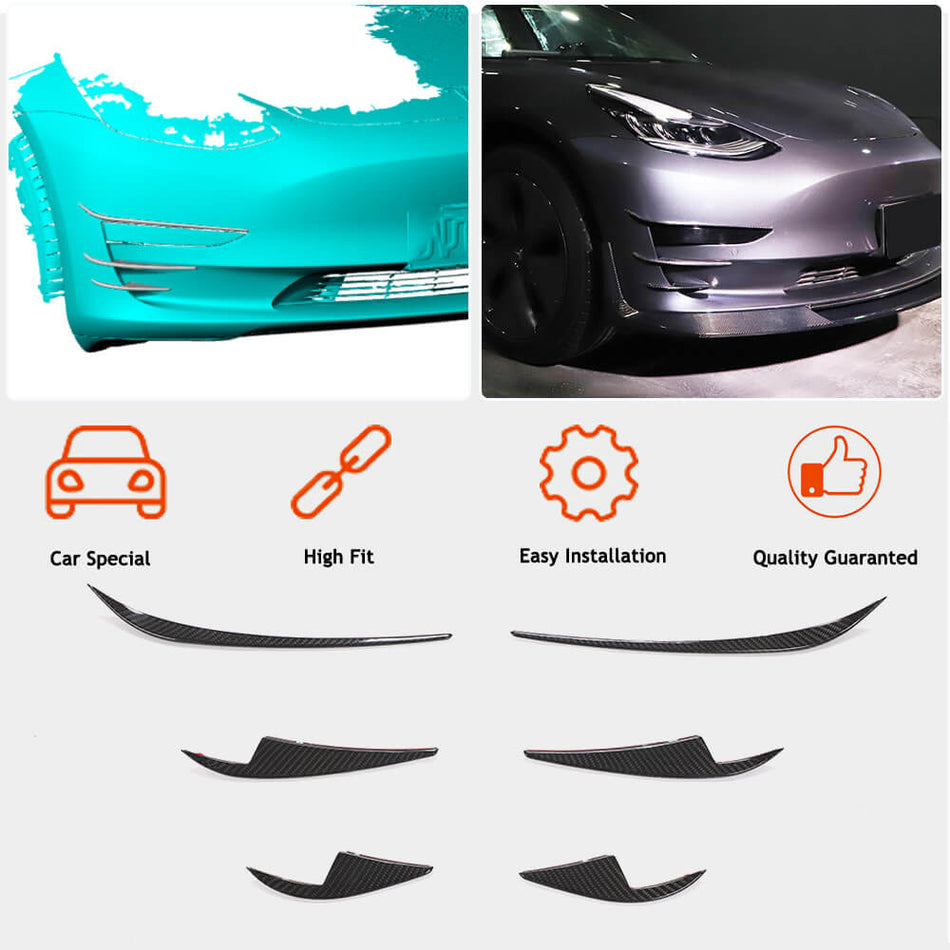 Tesla Model 3 2016-2022 Front Bumper Vents Dry Carbon Fiber-Ahacarbon