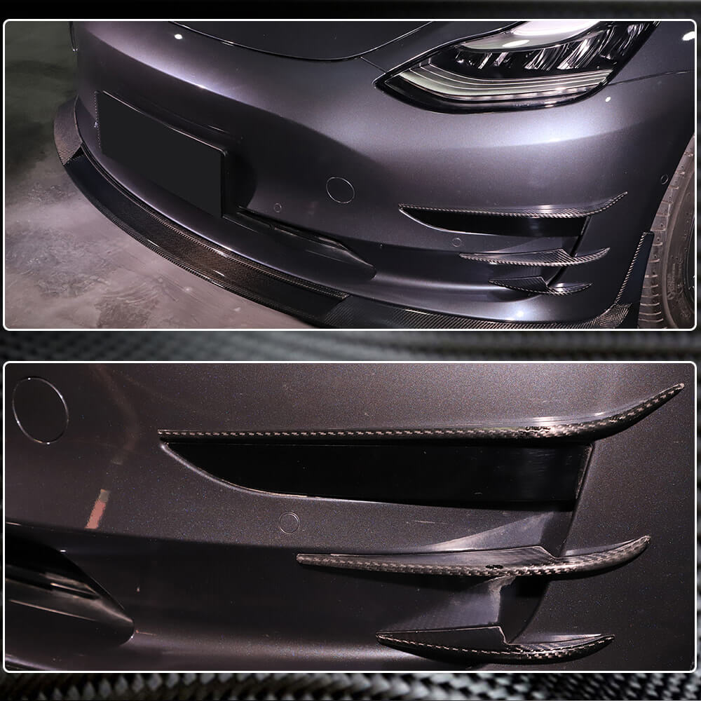 Tesla Model 3 2016-2022 Front Bumper Vents Dry Carbon Fiber-Ahacarbon