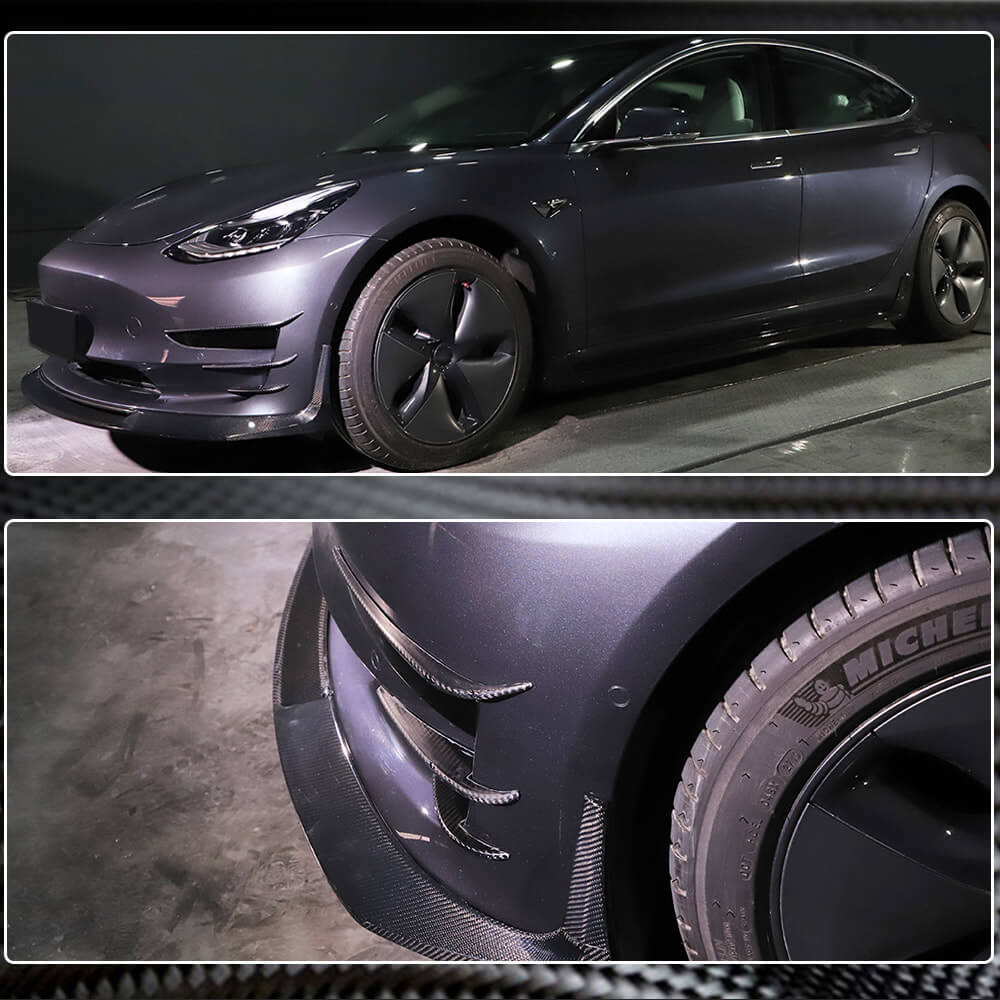 Tesla Model 3 2016-2022 Front Bumper Vents Dry Carbon Fiber-Ahacarbon