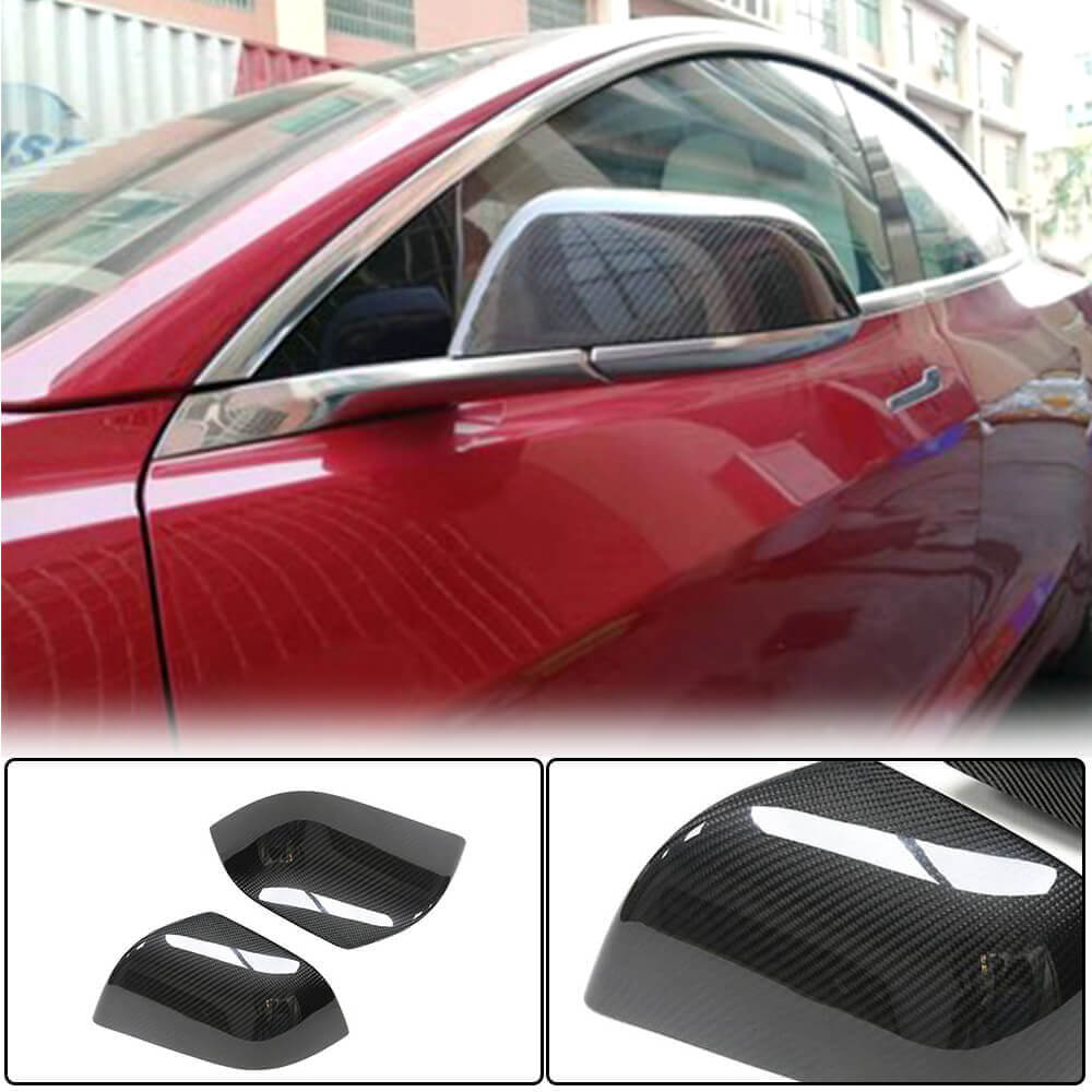 Tesla Model 3 Mirror Cover Add-on Dry Carbon Fiber-Ahacarbon