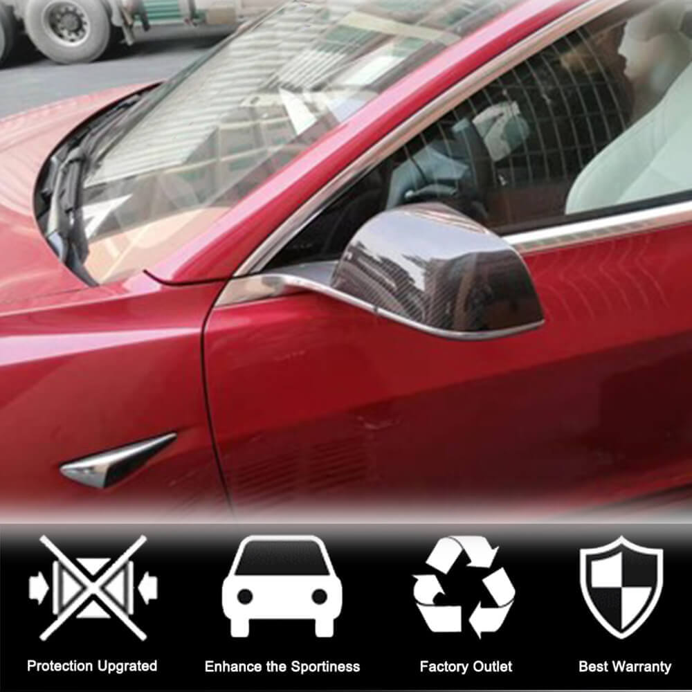 Tesla Model 3 Mirror Cover Add-on Dry Carbon Fiber-Ahacarbon