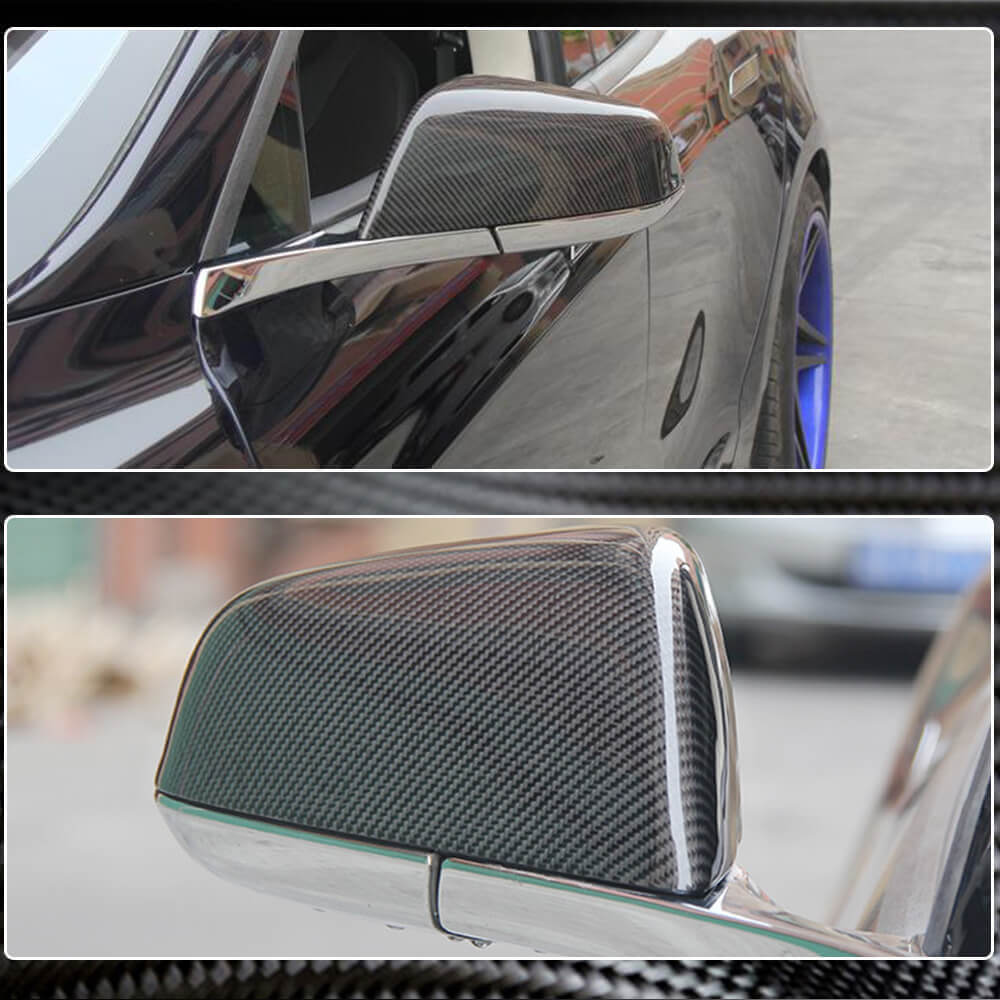 Tesla Model 3 Mirror Cover Add-on Dry Carbon Fiber-Ahacarbon