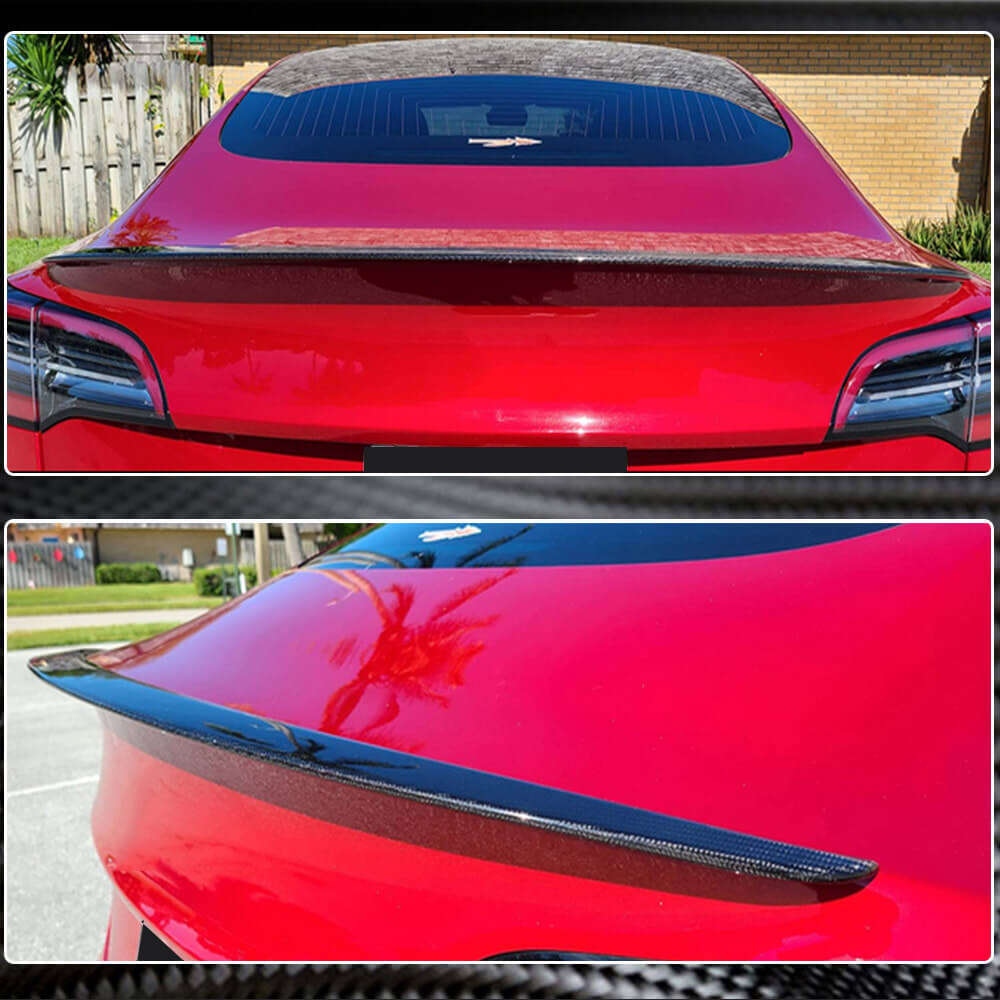 Tesla Model 3 2016-2022 Rear Trunk Spoiler Dry Carbon Fiber-Ahacarbon
