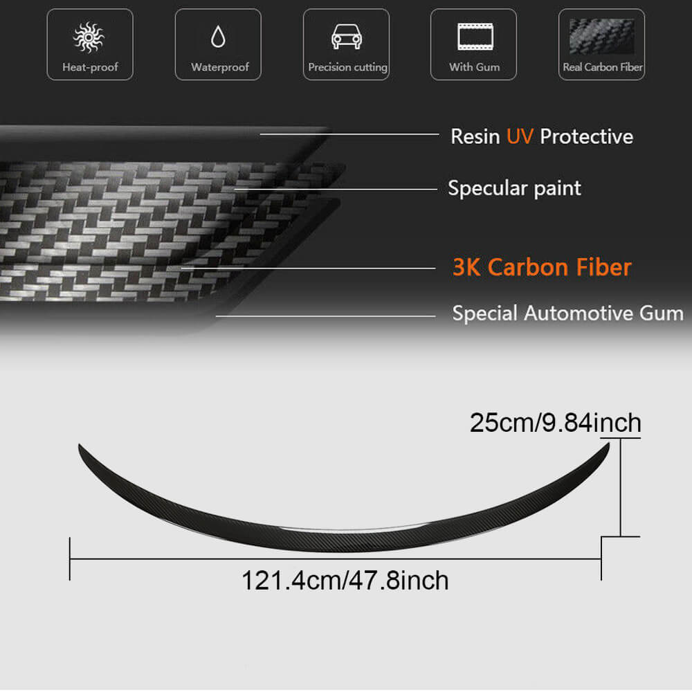 Tesla Model 3 2016-2022 Rear Trunk Spoiler Dry Carbon Fiber-Ahacarbon