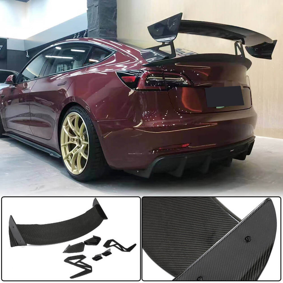 Tesla Model 3 Rear Trunk Spoiler Dry Carbon Fiber-Ahacarbon