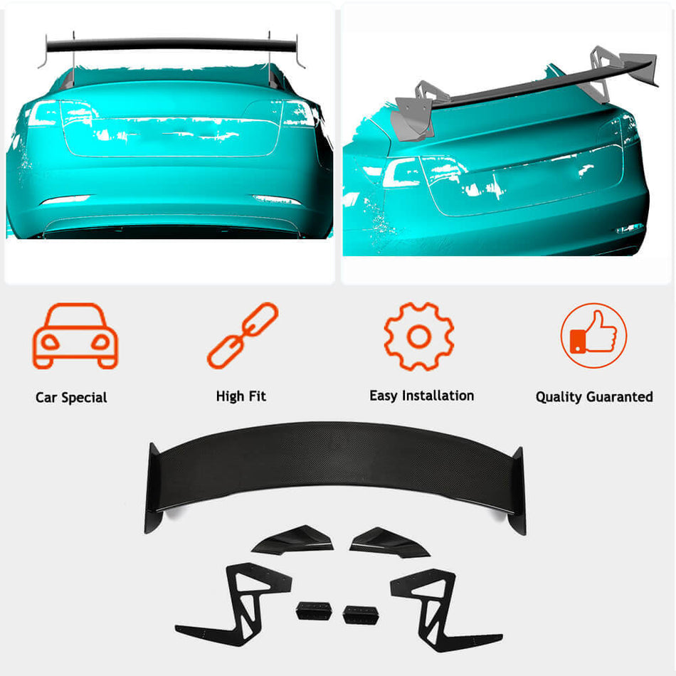 Tesla Model 3 Rear Trunk Spoiler Dry Carbon Fiber-Ahacarbon