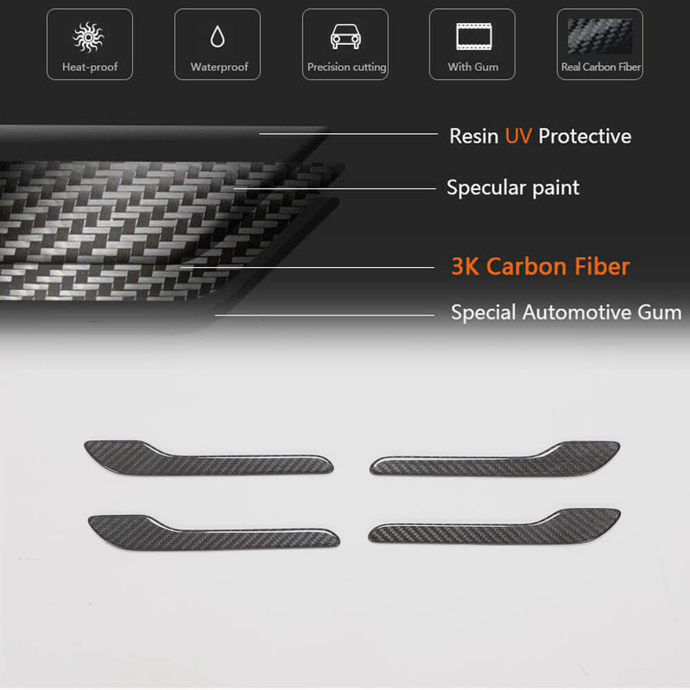 Tesla Model 3 2016-2022 Door Handle Cover Dry Carbon Fiber-Ahacarbon