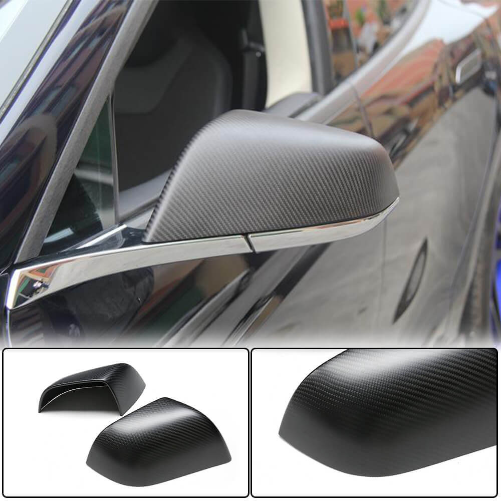 Tesla Model 3 Mirror Cover Add-on Dry Carbon Fiber-Ahacarbon