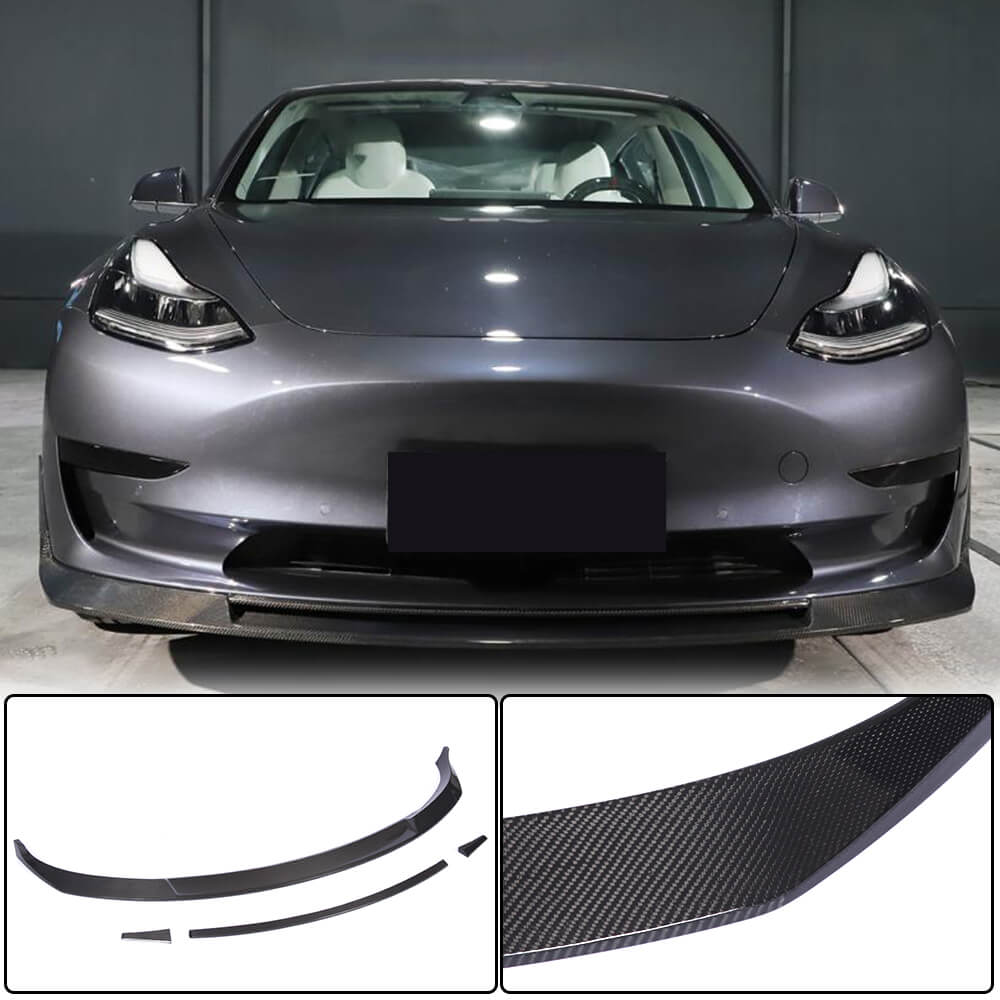 Tesla Model 3 2016-2022 Front Bumper Lip Carbon Fiber-Ahacarbon