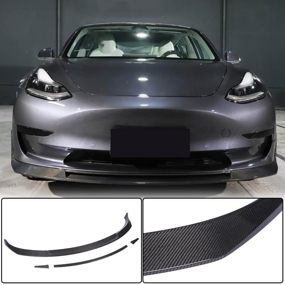 Tesla Model 3 2016-2022 Front Bumper Lip Carbon Fiber-Ahacarbon