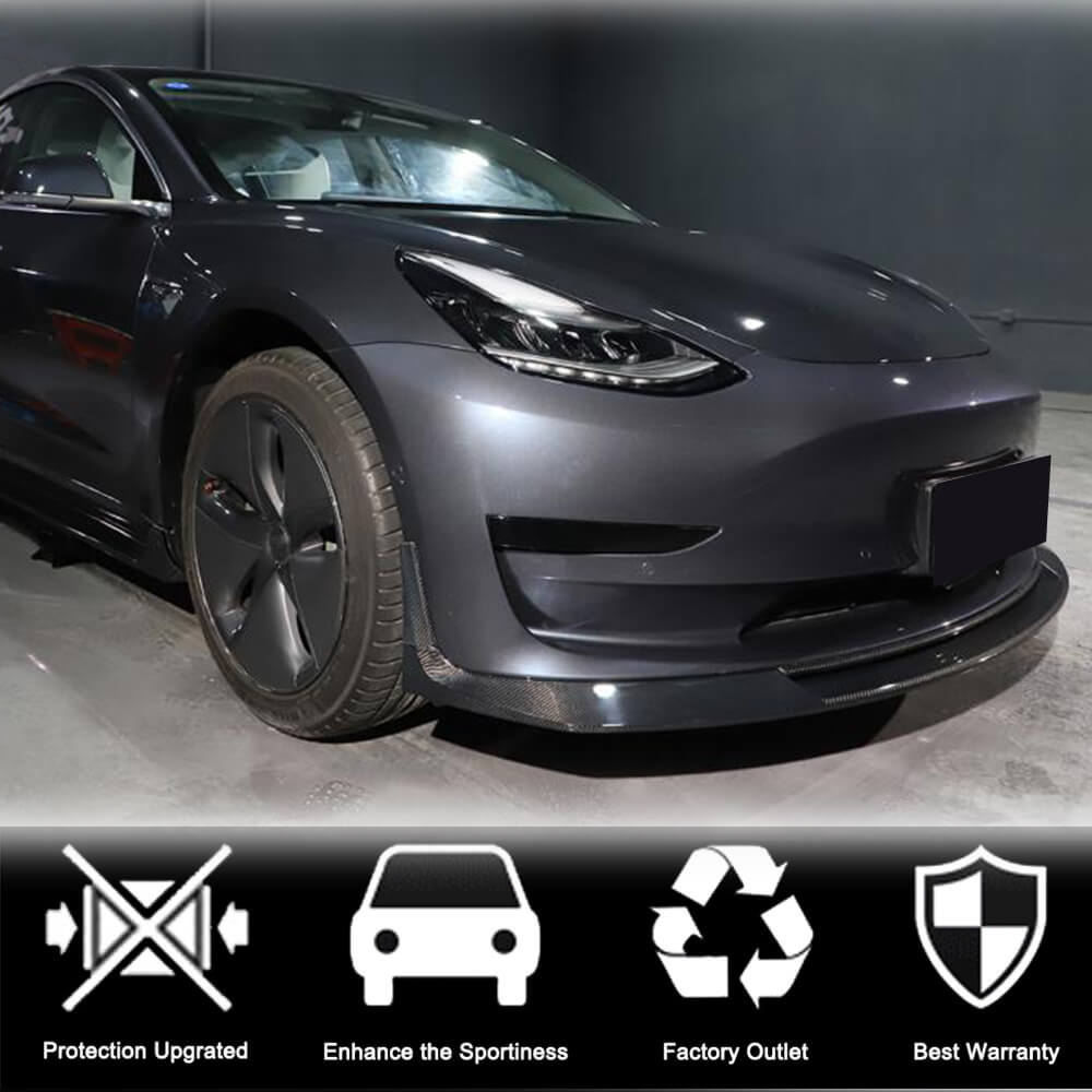 Tesla Model 3 2016-2022 Front Bumper Lip Carbon Fiber-Ahacarbon