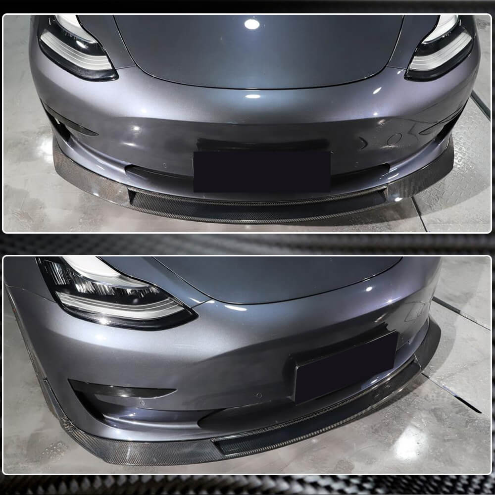Tesla Model 3 2016-2022 Front Bumper Lip Carbon Fiber-Ahacarbon
