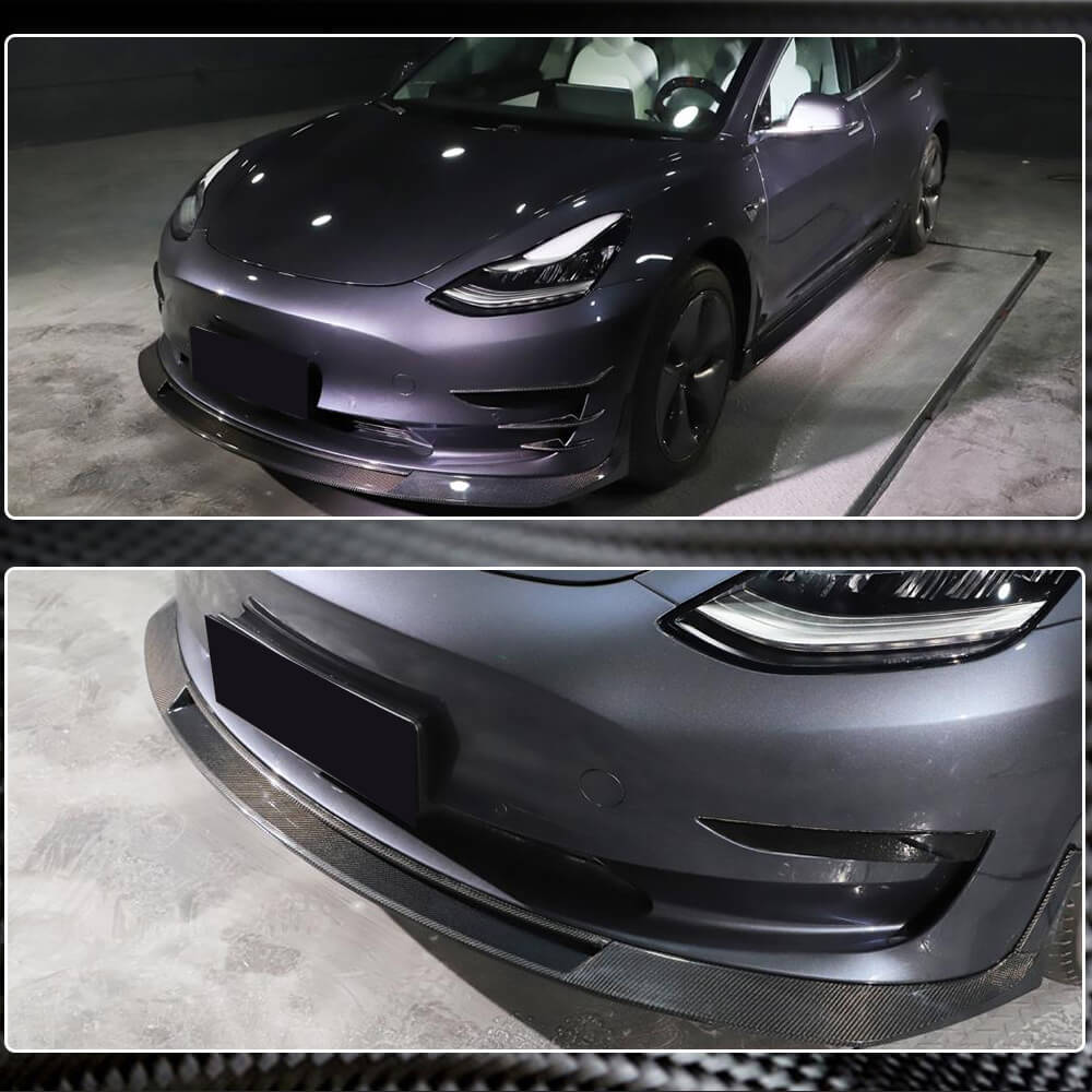 Tesla Model 3 2016-2022 Front Bumper Lip Carbon Fiber-Ahacarbon