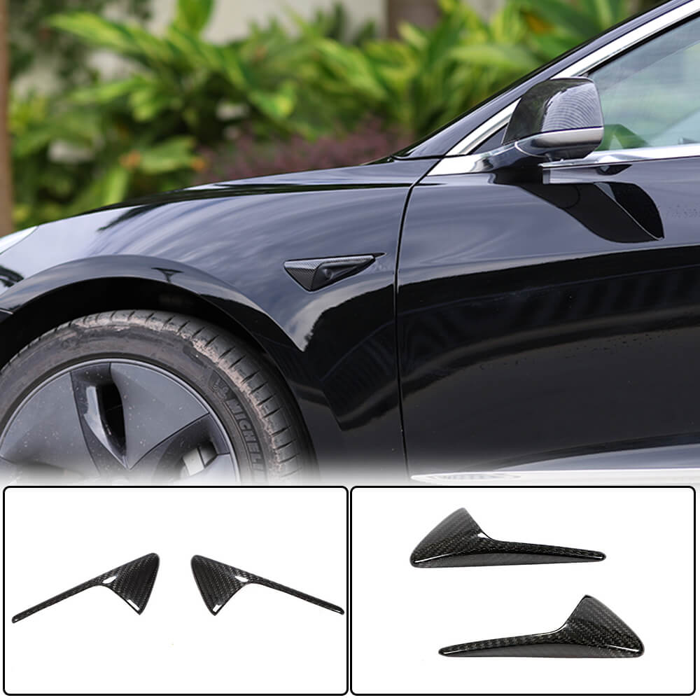 Tesla Model 3 2016-2022 Side Camera Protective Fender Cover Dry Carbon Fiber-Ahacarbon
