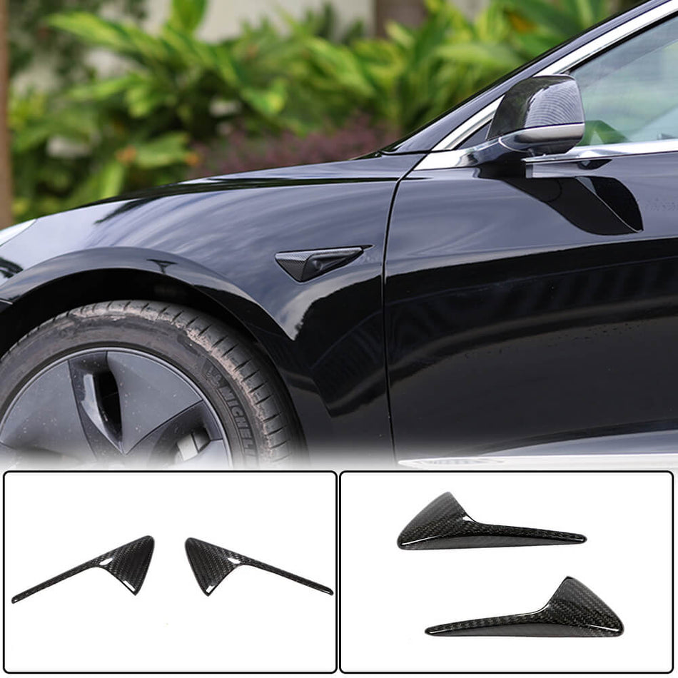 Tesla Model 3 2016-2022 Side Camera Protective Fender Cover Dry Carbon Fiber-Ahacarbon