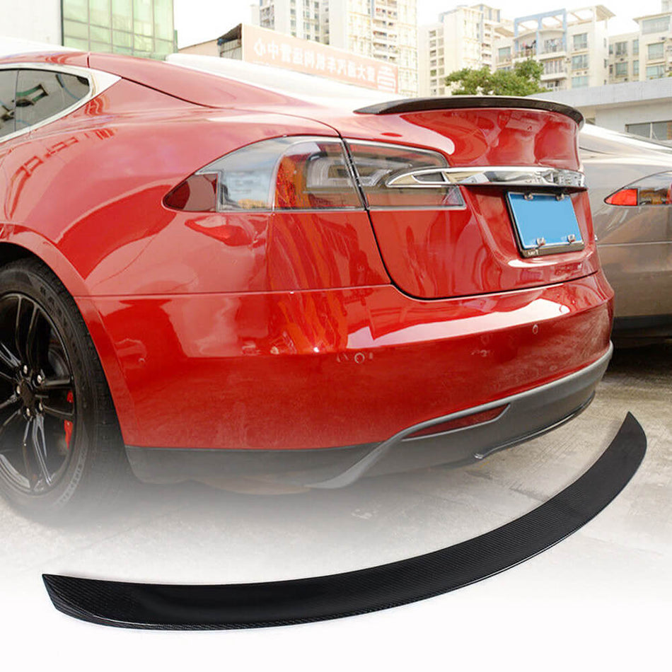 Tesla Model S 2012-2024 Carbon Fiber Rear Trunk Spoiler Boot Wing Lip-Ahacarbon