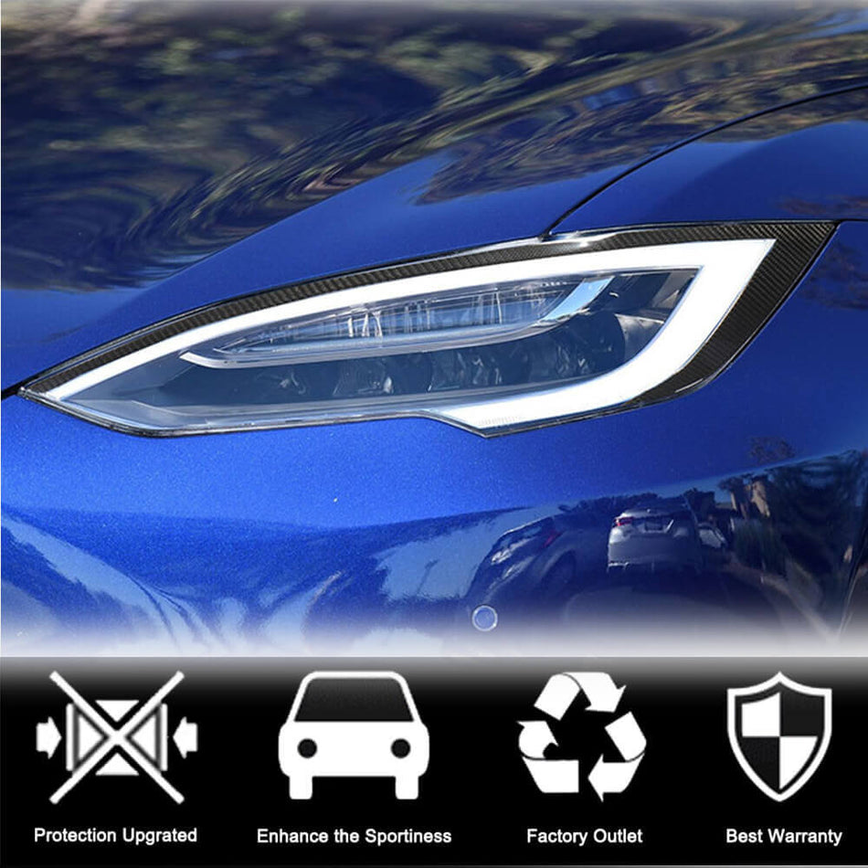 Tesla Model S 2014-2020 Headlight Eyebrows Lamp Eyelids Carbon Fiber-Ahacarbon