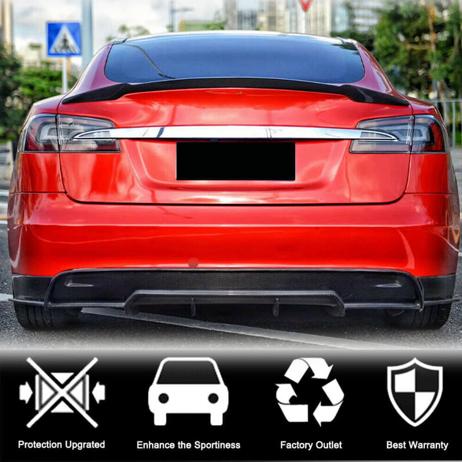 Tesla Model S 2016-2020 Rear Bumper Diffuser Carbon Fiber-Ahacarbon