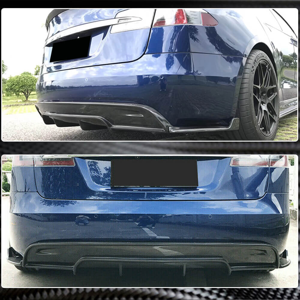 Tesla Model S 2016-2020 Rear Bumper Diffuser Carbon Fiber-Ahacarbon