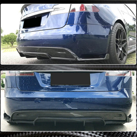Tesla Model S 2016-2020 Rear Bumper Diffuser Carbon Fiber-Ahacarbon