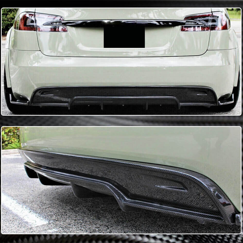 Tesla Model S 2016-2020 Rear Bumper Diffuser Carbon Fiber-Ahacarbon