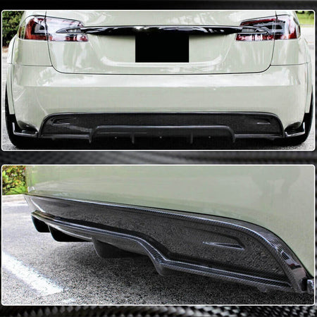 Tesla Model S 2016-2020 Rear Bumper Diffuser Carbon Fiber-Ahacarbon