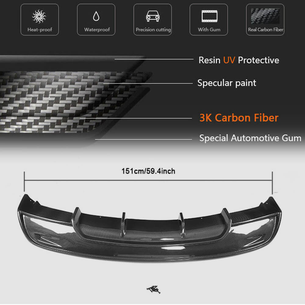 Tesla Model S 2016-2020 Rear Bumper Diffuser Carbon Fiber-Ahacarbon
