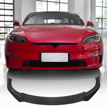 Tesla Model S 2021-2023 Front Bumper Lip Carbon Fiber-Ahacarbon