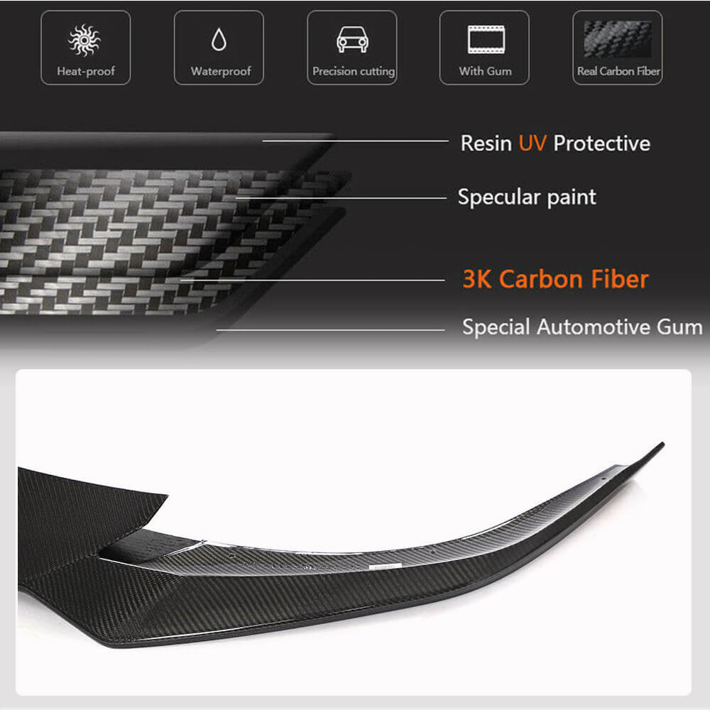 Tesla Model S 2021-2023 Front Bumper Lip Carbon Fiber-Ahacarbon