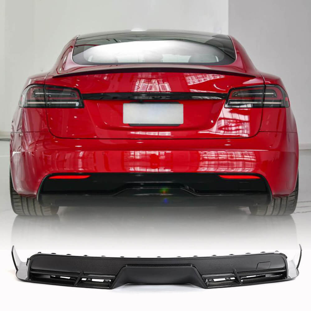 Tesla Model S 2021-2023 Rear Bumper Diffuser Carbon Fiber-Ahacarbon