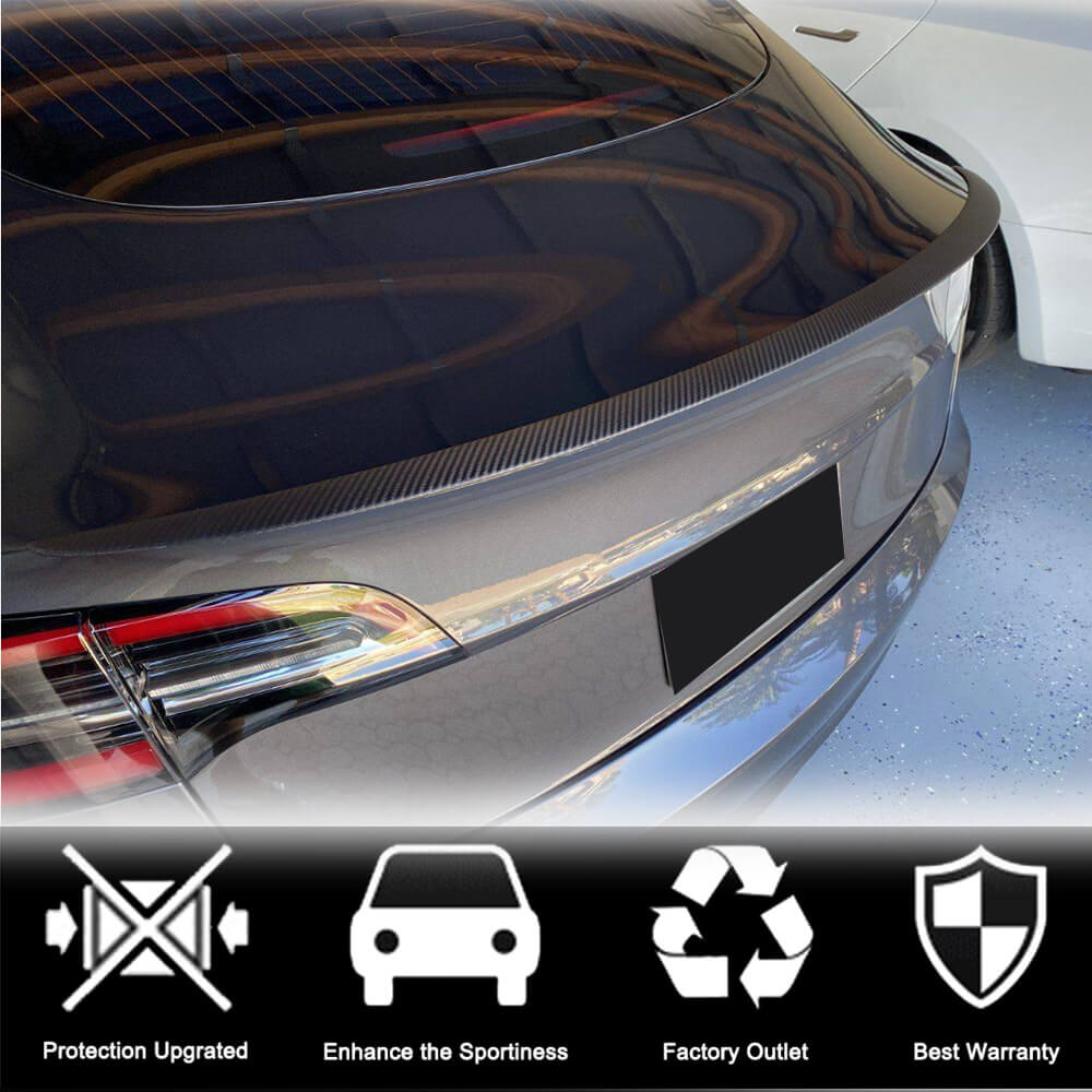 Tesla Model S 2012-2023 Rear Trunk Spoiler Dry Carbon Fiber-Ahacarbon