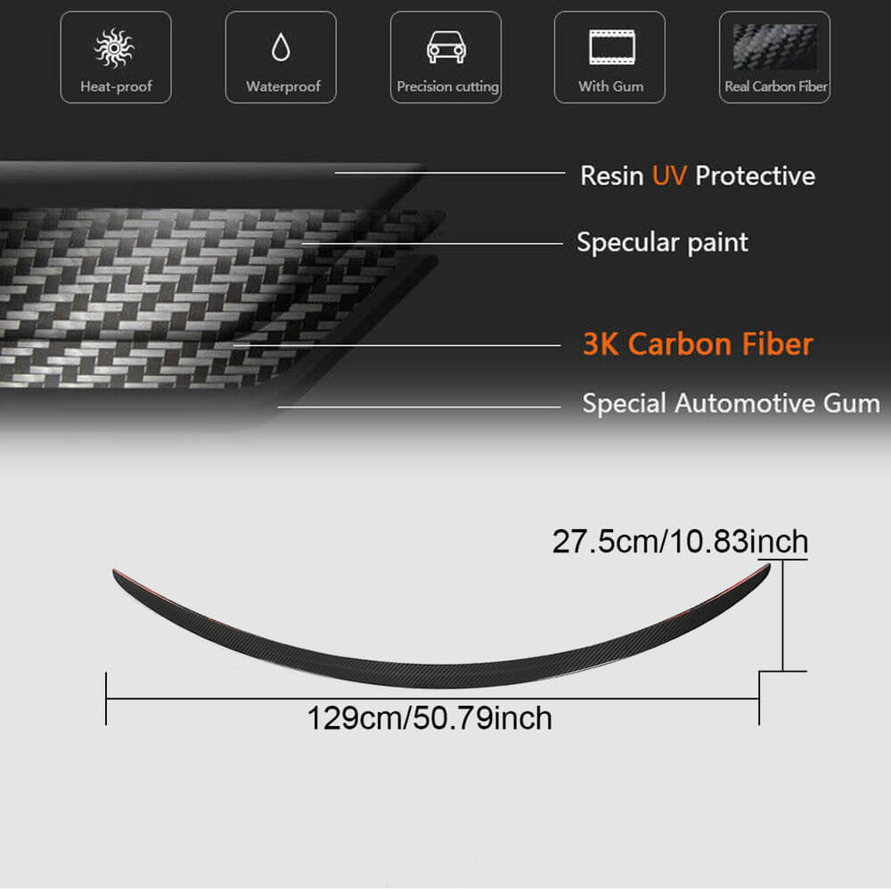 Tesla Model S 2012-2023 Rear Trunk Spoiler Dry Carbon Fiber-Ahacarbon