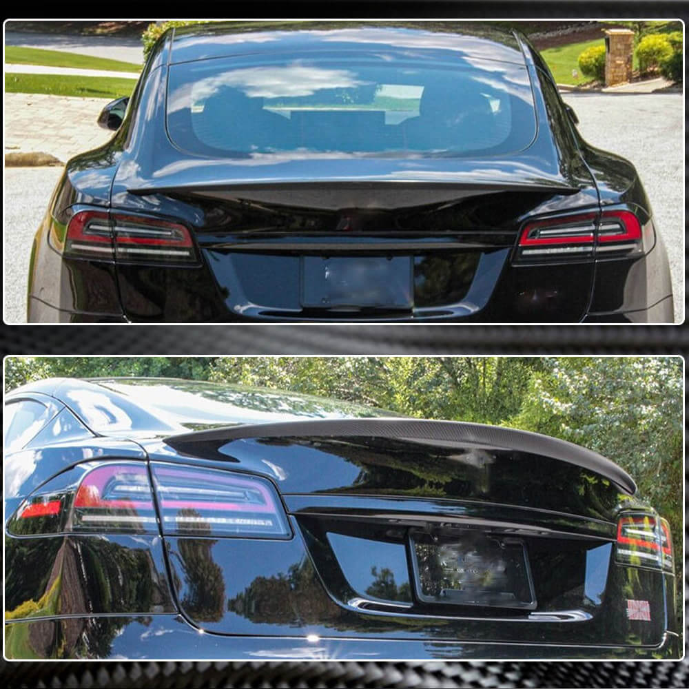 Tesla Model S 2012-2023 Rear Trunk Spoiler Dry Carbon Fiber-Ahacarbon