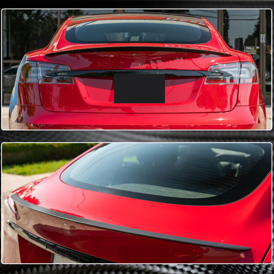 Tesla Model S 2012-2023 Rear Trunk Spoiler Dry Carbon Fiber-Ahacarbon