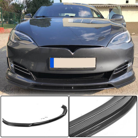 Tesla Model S Sedan 2016-2020 Front Bumper Lip Carbon Fiber-Ahacarbon