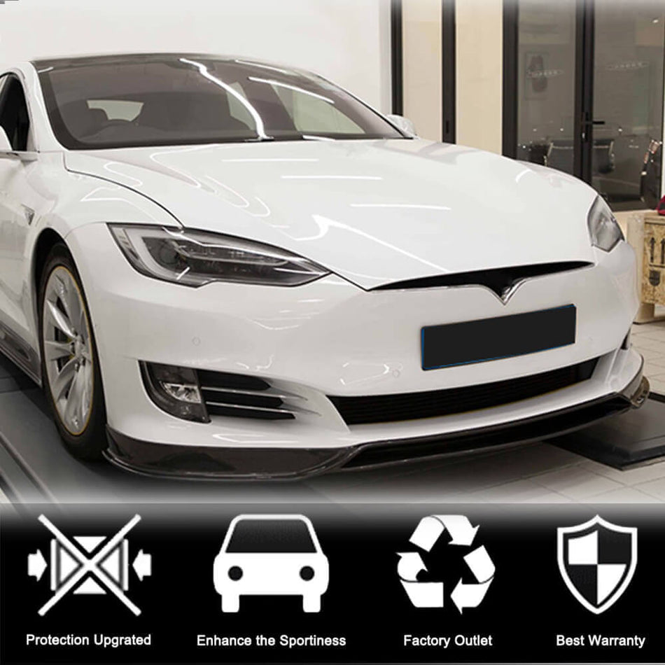 Tesla Model S Sedan 2016-2020 Front Bumper Lip Carbon Fiber-Ahacarbon