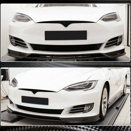 Tesla Model S Sedan 2016-2020 Front Bumper Lip Carbon Fiber-Ahacarbon