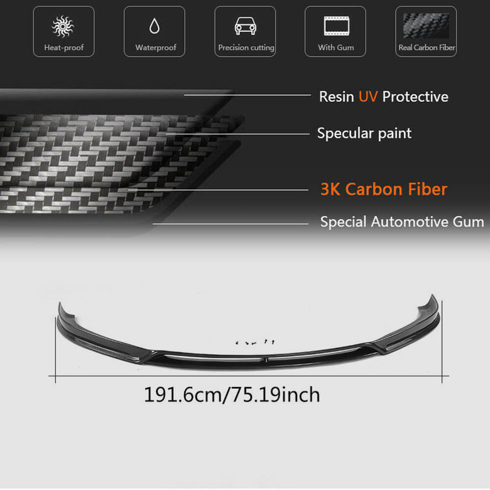 Tesla Model S Sedan 2016-2020 Front Bumper Lip Carbon Fiber-Ahacarbon