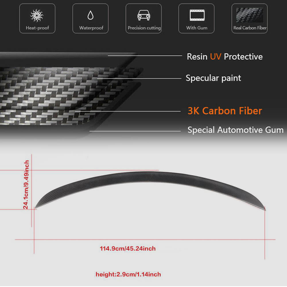 Tesla Model S 2012-2024 Carbon Fiber Rear Trunk Spoiler Boot Wing Lip-Ahacarbon