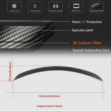 Tesla Model S 2012-2024 Carbon Fiber Rear Trunk Spoiler Boot Wing Lip-Ahacarbon