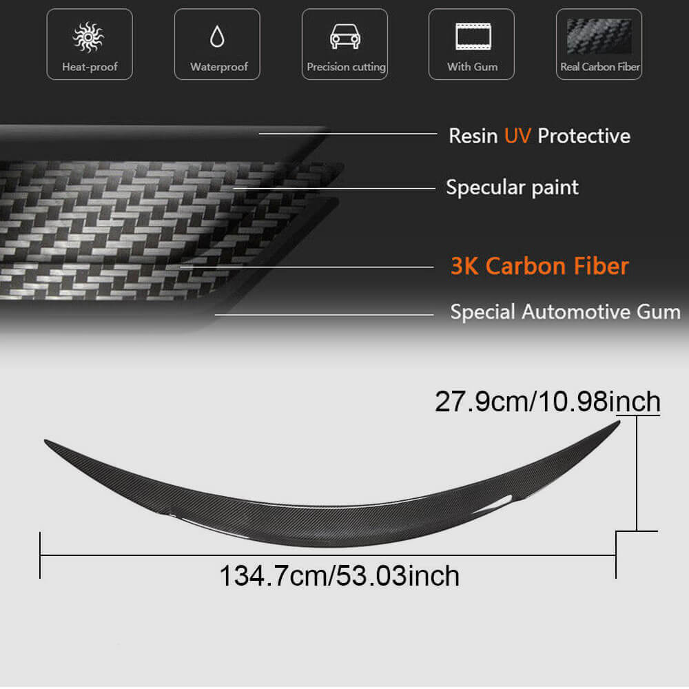 Tesla Model S 2012-2024 Rear Trunk Spoiler Carbon Fiber/FRP-Ahacarbon