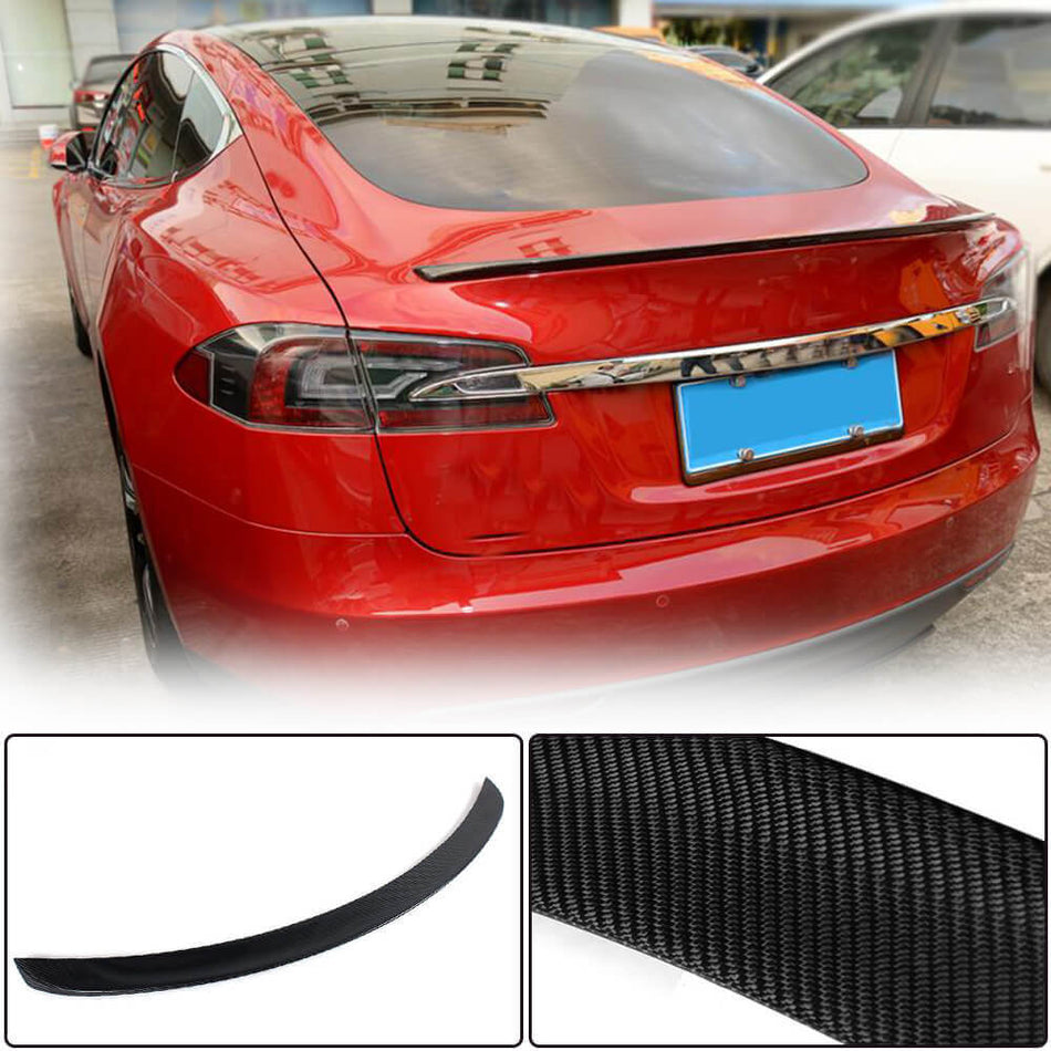 Tesla Model S 2012-2024 Carbon Fiber Rear Trunk Spoiler Boot Wing Lip-Ahacarbon