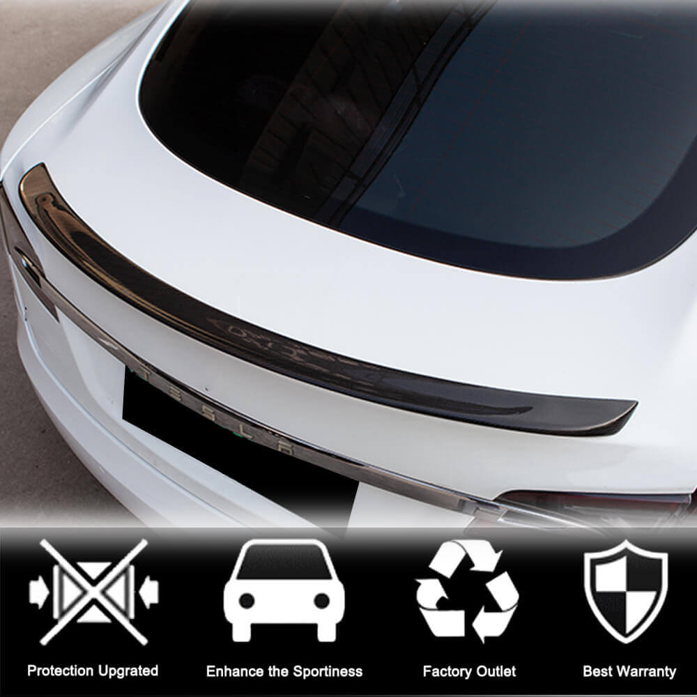Tesla Model S 2012-2024 Carbon Fiber Rear Trunk Spoiler Boot Wing Lip-Ahacarbon