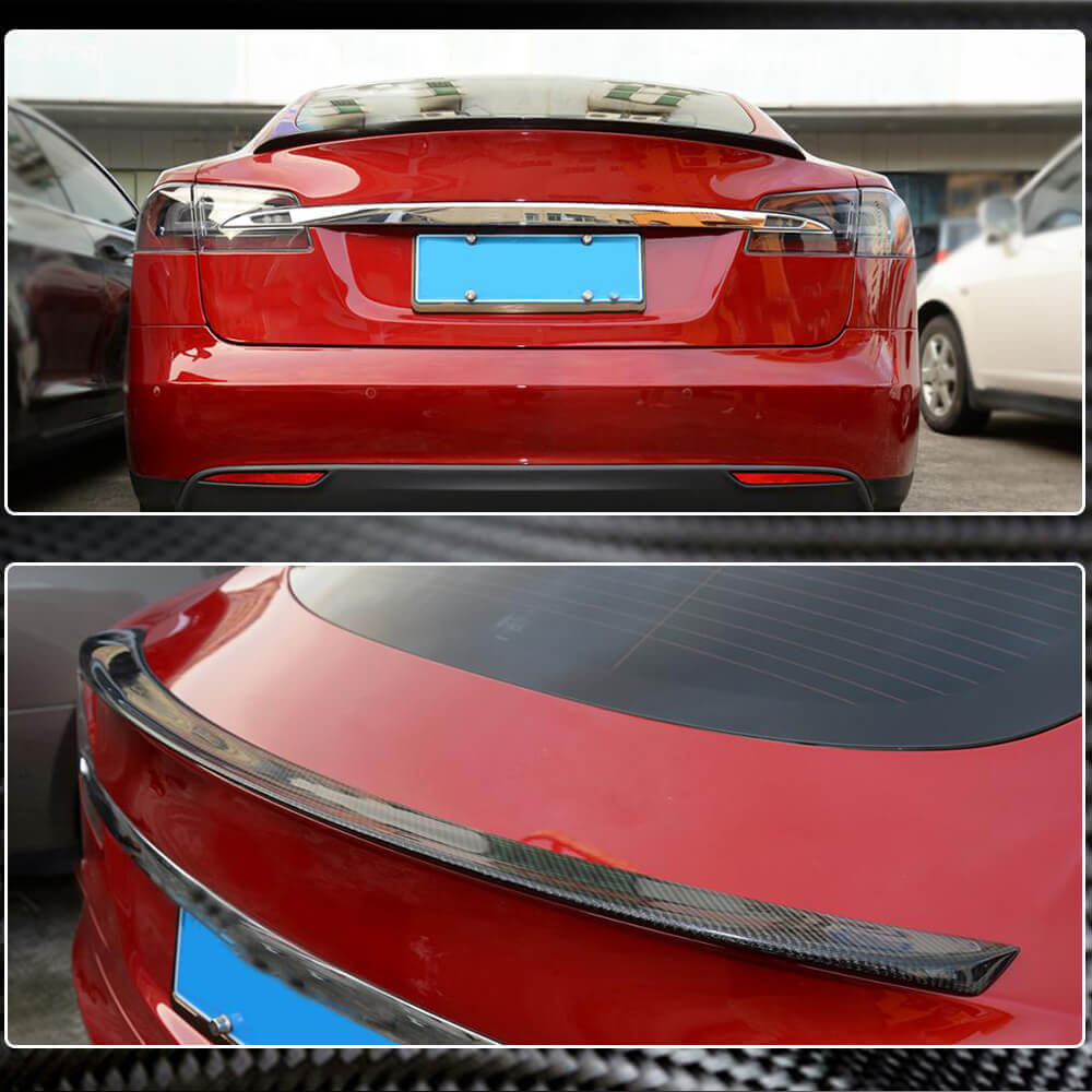 Tesla Model S 2012-2024 Carbon Fiber Rear Trunk Spoiler Boot Wing Lip-Ahacarbon