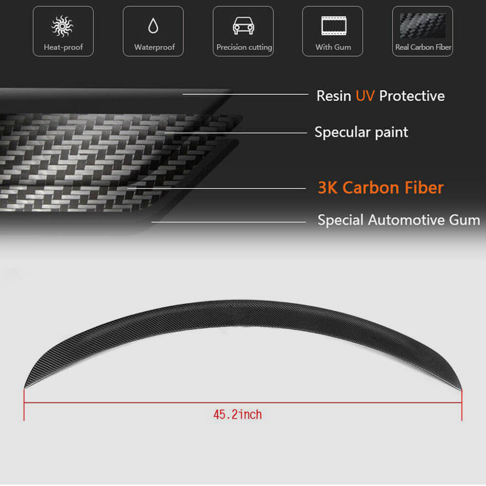 Tesla Model S 2012-2024 Carbon Fiber Rear Trunk Spoiler Boot Wing Lip-Ahacarbon