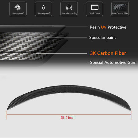 Tesla Model S 2012-2024 Carbon Fiber Rear Trunk Spoiler Boot Wing Lip-Ahacarbon