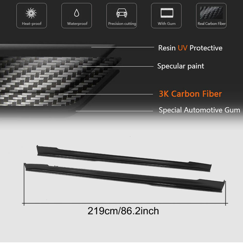 Tesla Model S 2014-2020 Side Skirts Carbon Fiber-Ahacarbon